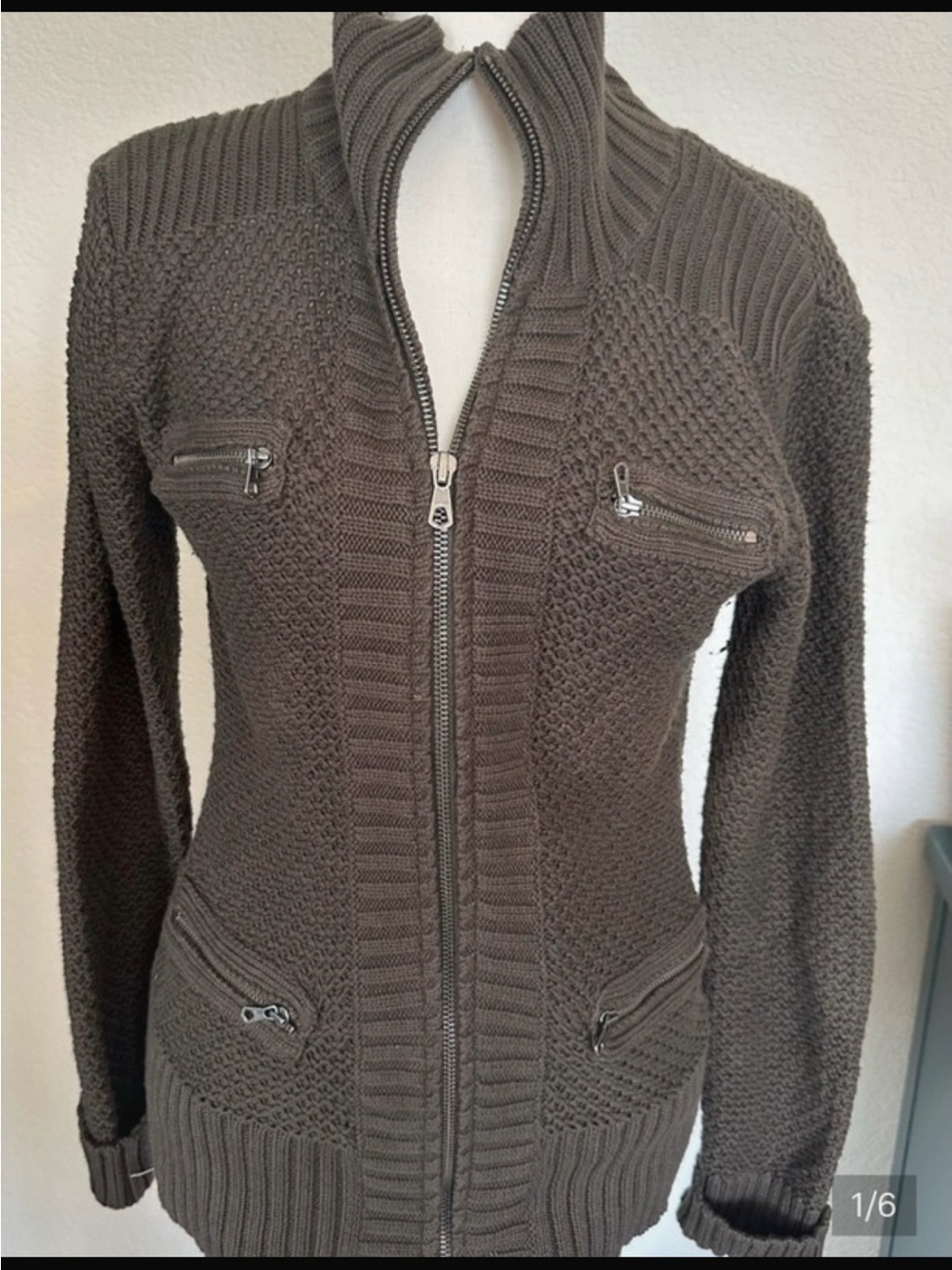 Athleta Women's Full-Zip Knit Sweater Jacket - Dark Gray in medium